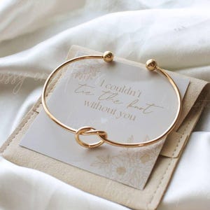 Kon niet knopen zonder jou armband, bruidsmeisje voorstel cadeau, knoop armband goud minimalistische elegante sieraden bruidsfeest cadeau