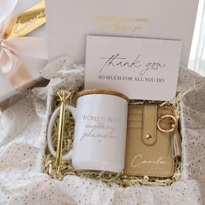 Small World&#39;s Best Wedding Planner Gift Box, Wedding Coordinator Gift, Boho Chic Wedding, Thoughtful Thank you Gift Box For Wedding Vendors