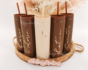 Brown Personalized Tumblers Bridesmaid Proposal Gift Box Boho Wedding Party Favor Will You Be My Bridesmaid Bachelorette Bridal Gifts Modern