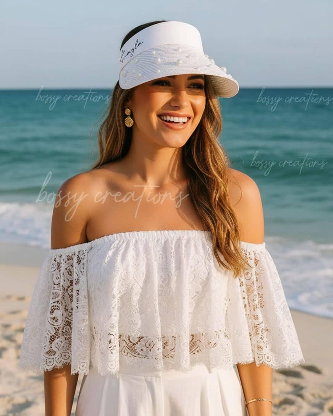 Bride to Be Personalized Pearled Visor, Bachelorette Party  display picture 3
