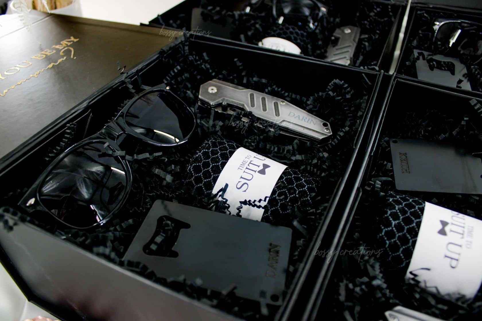 Schwarze Trauzeugen Vorschlag Geschenkbox Personalisierte Hochzeit Gastgeschenk Willst du mein Trauzeuge Socken Taschenmesser Geschenke für Trauzeuge Modern sein