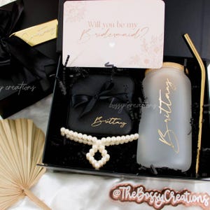 All Black Bridesmaid Proposal Box, Personalized Minimalist Wedding, Will You Be My Bridesmaid MOH Box, Bridal Party Gifts, Goth Wedding