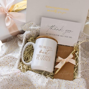 Die weltbeste Hochzeitsplaner-Geschenkbox, Hochzeitsplaner-Geschenk, Boho Chic-Hochzeit, durchdachtes Danke-Geschenk für Hochzeitsanbieter