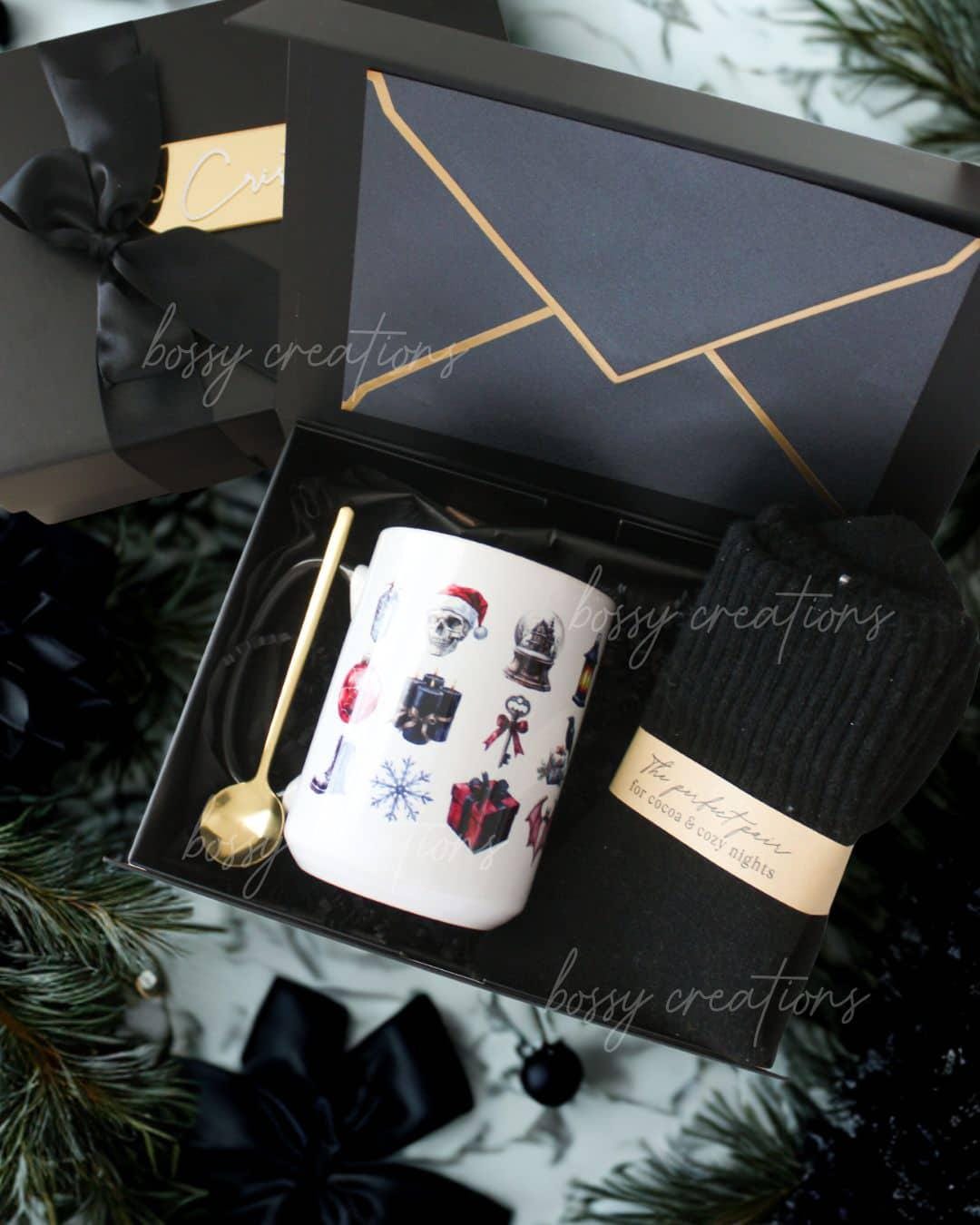 All Black Gothic Christmas Gift Box, Alternative Goth Holiday Mug Set,  Spooky Holiday 2025 Gift, Dark Xmas Decor, Spooky Christmas Gift Box - Etsy, image size:1080x1350