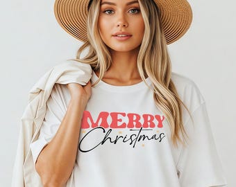 Merry Christmas Shirt Sweatshirt Hoodie | Retro Holiday Stars Design In Red And Black Funny Xmas Tee