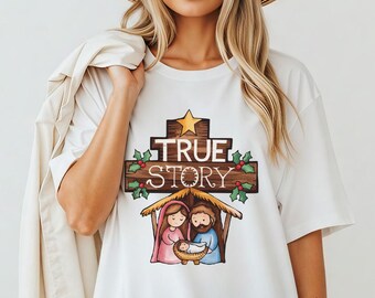 Crèche de Noël histoire vraie croix t-shirt sweat à capuche Noël chrétien chemise foi Bible vacances cadeau religieux