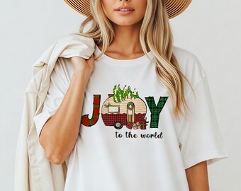 Chemise Joy To The World, t-shirt de Noël à carreaux, sweat-shirt, sweat à capuche - t-shirt couleurs confort des fêtes