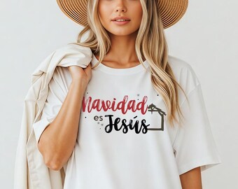 Navidad Es Jesús T-shirt de Noël chrétien espagnol à capuche Sweat-shirt Faith Shirt Holiday Español Religieux Jesus Haut