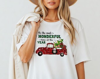Magnifique chemise pour la période de l'année, t-shirt de Noël camion léopard rouge, sweat-shirt, t-shirt des fêtes à capuche