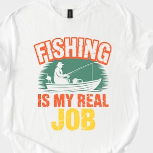 Fishing Is My Real Job Hoodie, Funny Fisherman Shirt for Men, Bass Fishing Sweatshirt Gift, Weekend Outdoors Lake Day Tee