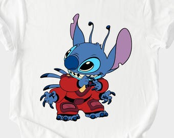 Sudadera con capucha y traje de extraterrestre de Stitch de Disney, camiseta de dibujos animados de monstruo azul, top con personaje gráfico del experimento 626