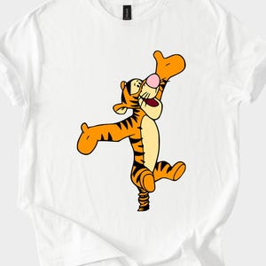Tigger Jumping Disney Shirt Hoodie Sweatshirt, Bouncy Cartoon Tiger Graphic Tee, Classic Retro Character Fun Top