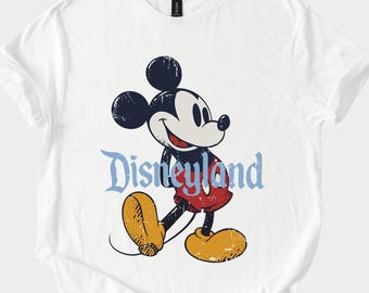 Vintage Mickey Disneyland Shirt Hoodie Sweatshirt – Retro Walking Mickey Mouse Graphic Tee for Classic Disney Fans