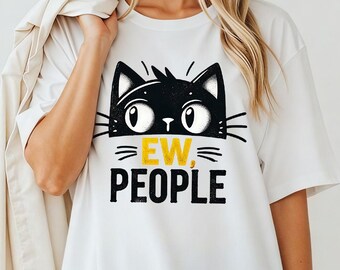 Sweat à capuche ou sweat-shirt drôle de chat Ew People - T-shirt anti-introverti social, cadeau impertinent de chat noir, vêtements de mauvaise humeur pour amoureux des animaux de compagnie