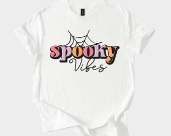 Sweat à capuche ou sweat-shirt Spooky Vibes, t-shirt toile d'araignée esthétique Halloween, haut unisexe mignon graphique automne pastel rétro pour elle