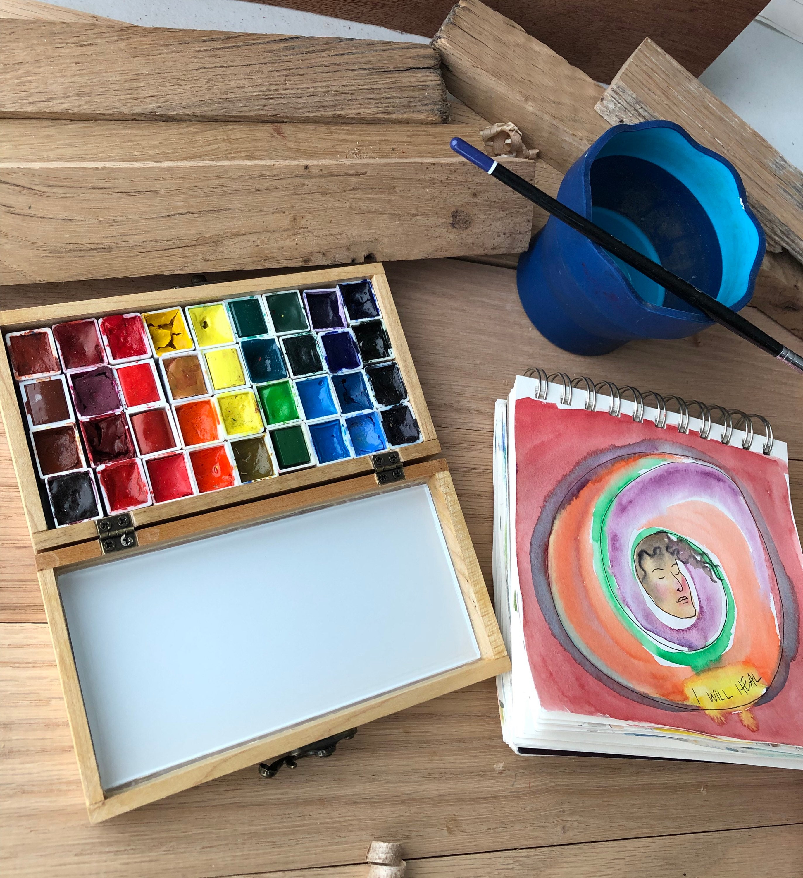 Maple portable paint palette with clasp Etsy