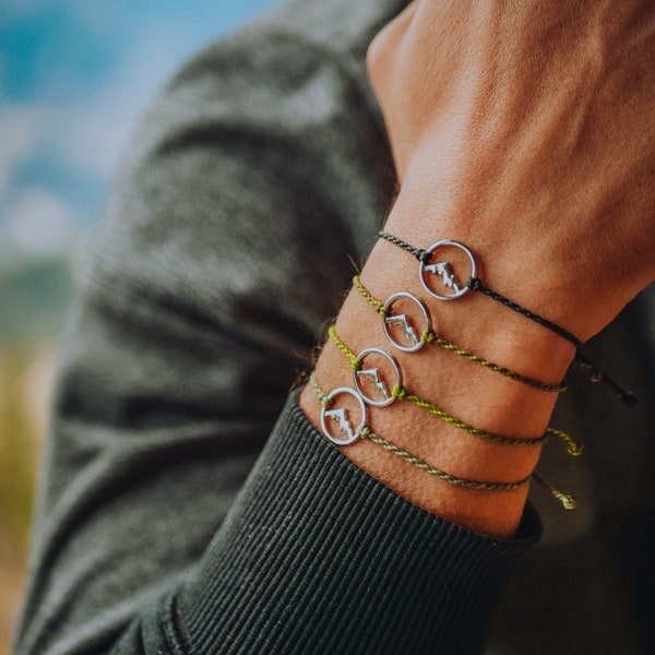 Bracelet montagne, bracelet nature, cadeau aventure pour elle et lui, bijoux Wanderlust, bracelet minimaliste