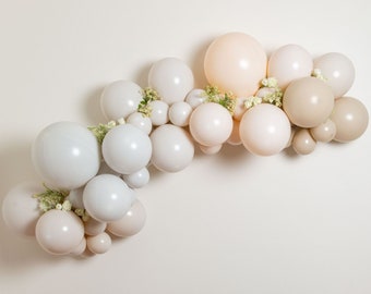 Cream Puff Balloon Garland Kit with Shades of Whites Nudes Creams & Beige for Birthday | Engagement | Neutral Baby Shower | Bridal Shower