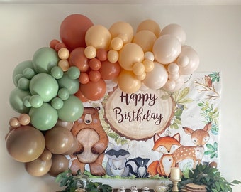 Wildwood Balloon Garland Kit with Mocha, Eucalyptus, Burnt Orange & Blush for Woodland-Themed Birthday or Baby Shower