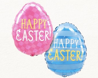16" Striped Dual-Sided Easter Egg Balloon for Easter Egg Hunt, Sunday Brunch, Easter Picnic and More