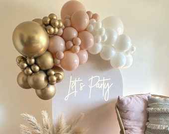 Ariana THICK Balloon Garland Kit with Chrome Gold, Cameo & White for Bridal Shower | Bachelorette Party | First Birthday | Engagement Party