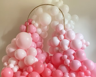 Dolly THICK Balloon Garland Kit with White, Powder Pink, Bubble Gum Pink & Rose for  Bachelorette | Valentine’s Day | Bridal Shower