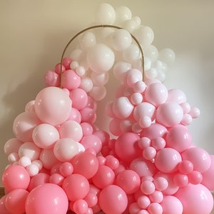 Dolly THICK Balloon Garland Kit with White, Powder Pink, Bubble Gum Pink & Rose for  Bachelorette | Valentine’s Day | Bridal Shower