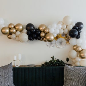 Glam Black White Gold & Cream Balloon Garland Kit for Roaring 20s Birthday | Engagement | Bachelorette | Retirement Party | Dirty Thirty