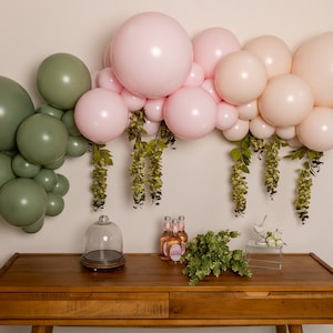 Wayfarer Balloon Garland Kit with Powder Pink Green Light Blush for Tea Party Bridal Shower Girl Baby Shower Birthday Decoration Baby Girl