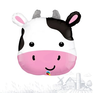 28&quot; Uroczy balon w kształcie krowy holsztyńskiej na przyjęcie urodzinowe w stodole | Baby Shower ze zwierzętami gospodarskimi | Na ranczu | Imprezy tematyczne na farmie | Moo I&#39;m Two