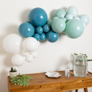 Tulum Balloon Garland Kit with Tropical Shades of Blue & Mint for Birthday | Engagement Party | Baby Shower | Bridal Shower | Bachelorette