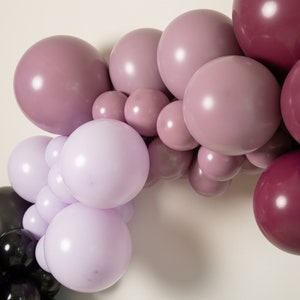 Mulberry Balloon Garland Kit with Moody Shades of Maroon Purple Sangria and Black for Spooky Season Halloween Party or Gothic Birthday