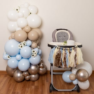 Hawthorne THICK Balloon Garland Kit with Powder Blue Beige Champagne & White Balloons for Baby Shower Holiday Party Anniversary or Birthday