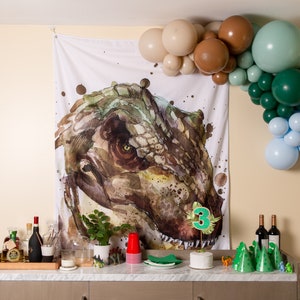 Zestaw girlandy balonowej Redwood z ciemnozielonym, miętowym, mokka, pudrowym błękitem i beżem na przyjęcie urodzinowe dla trzech chłopców Rex, Baby Shower lub przyjęcie w dżungli