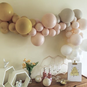 Happy BEE-Day Balloon Garland Kit with White Blush Beige and Mustard Yellow for 1st Bee-Day Kids Birthday or What Will Baby Bee Baby Shower