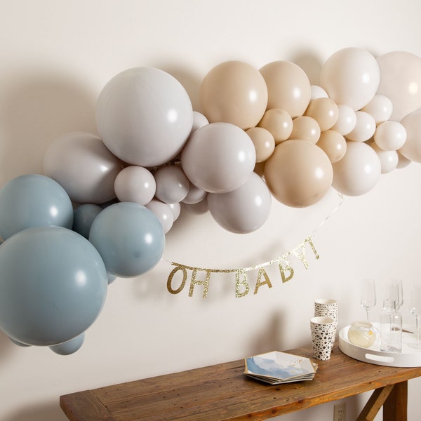 Presidio Balloon Garland Kit with Muted Shades of Blue and Cream for Boy Baby Shower Birthday Elegant Engagement Party or Bridal Shower