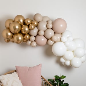 Beige, Weiß & Gold DICKE Ballongirlanden-Kit | Champagner Bogen Kit | für den ersten Geburtstag | Junggesellinnenabschied | Jubiläum | Brautdusche