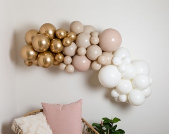 Beige White & Gold THICK Balloon Garland Kit | Champagne Arch Kit | for First Birthday | Bachelorette Party | Anniversary | Bridal Shower