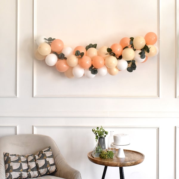 Sweet Peaches Mini Balloon Garland Kit with Blush White & Peach | Baby Shower Balloons | Bridal Shower | First Birthday | Baby Shower Decor