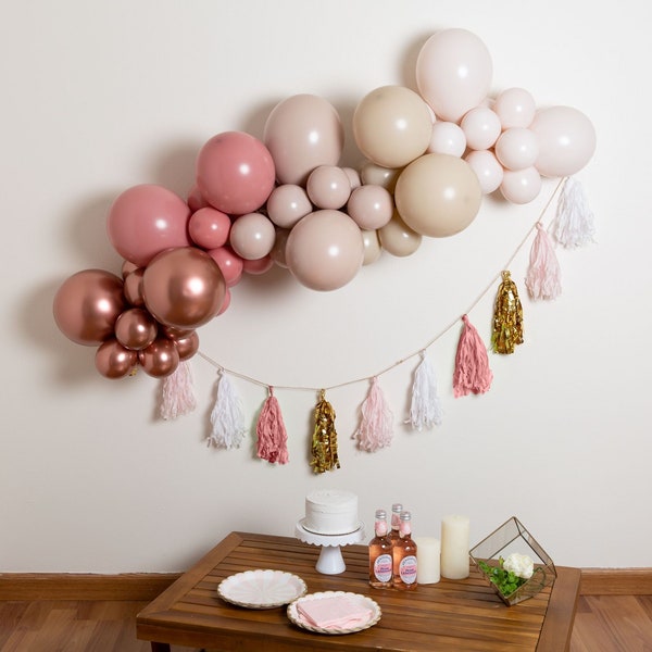 Sophia Balloon Garland Kit with Rose Gold Cream Beige & Mauve for Valentine's Day | First Birthday | Bridal Shower | Girl Baby Shower