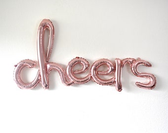 40" ballon or rose Cheers script pour la fête des fêtes NYE Party EVJF, anniversaire de mariage, douche nuptiale ou brunch des fêtes