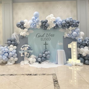 Marin THICK Balloon Garland Kit with Dusty Blue and Powder Blue for for Birthday Party | Baby Shower | Anniversary