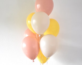 Peach Blush Balloon Bouquet with Yellow Beige Coral and White for Baby Shower Bridal Shower Peaches & Cream Birthday