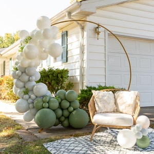 Big Sur THICK Balloon Garland Kit with Sage Grey & White Balloons for First Birthday Baby Shower Bachelorette Anniversary or Bridal Shower