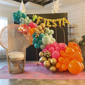First Fiesta THICK Balloon Arch Kit with Pink, Orange, Teal & Gold | First Birthday | Last Fiesta Bridal Shower | Bachelorette Party