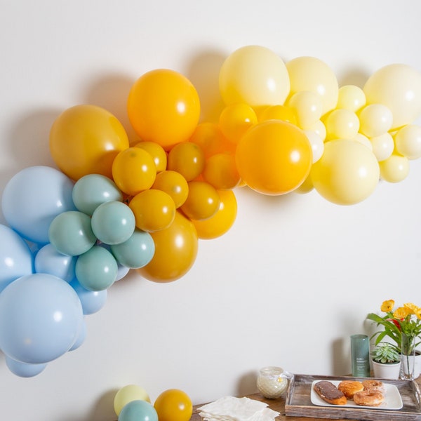 Sunkissed Balloon Garland Kit with Vibrant Shades of Yellow Cream & Blue for Bee Birthday, 1st Bee Day, Sweet as Honey Baby Shower and More