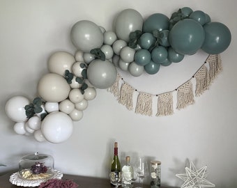 Sequoia Balloon Garland Kit with Eucalyptus Beige Cream White for Woodland Birthday | Muted Safari Baby Shower | Olive Green Birthday Party