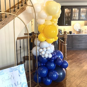 Yellow & Blue Tile THICK-STYLE Balloon Garland Kit w Dark Blue, Dusty Blue, Yellow and White | Capri Bridal Shower | Baby Shower | Birthday