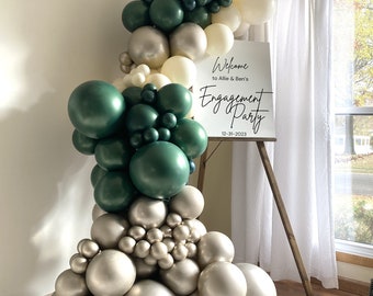 Shannon THICK Balloon Garland Kit with Forest Green Champagne & Lace for St. Patrick's Day | Bachelor Party | Engagement | Wedding Reception