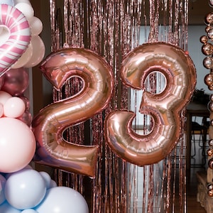 Jumbo 34" Rose Gold Foil Number Balloons for Custom Phrase | Create Your Custom Banner using Giant Balloons for Birthday | Anniversary